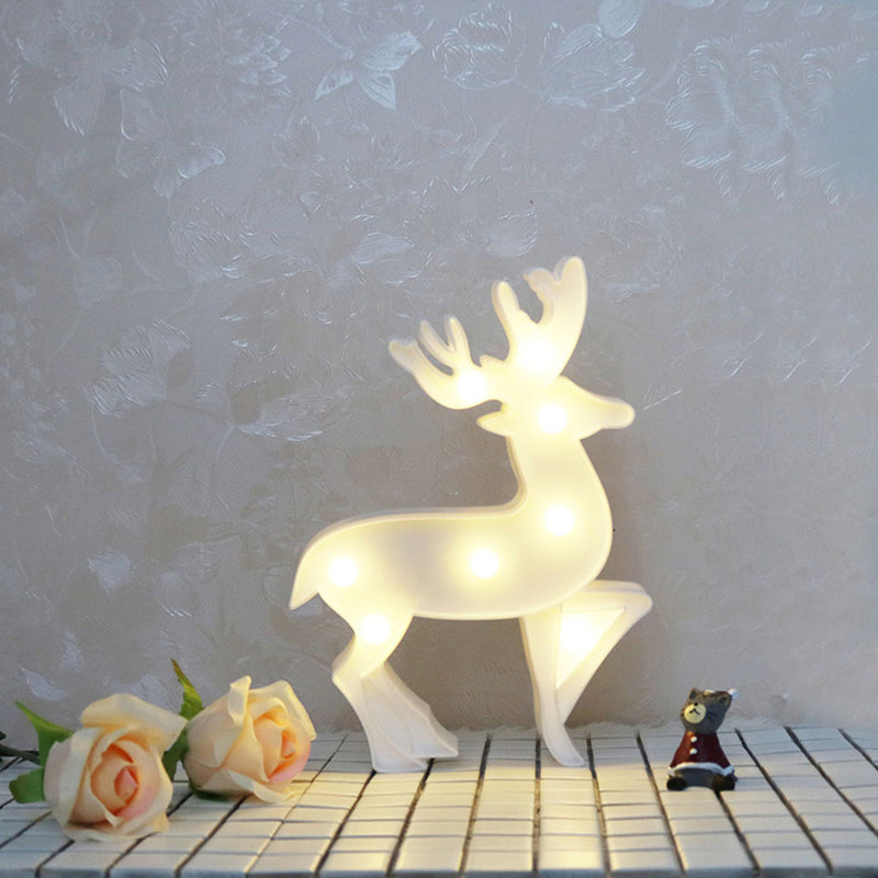 BowLift | White Christmas Element Night Light Modern Style Battery LED Plastic Nightstand Lamp