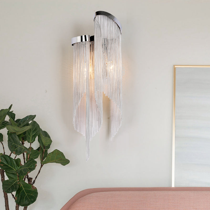BowLift | Tassel Chain Aluminum Wall Light Sconce Modern 2 Bulbs Wall Mounted Lamp for Living Room