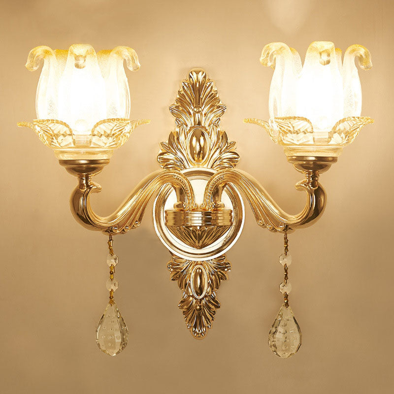 BowLift | Swooping Arm Wall Light Modernist Living Space Wall Mount Fixture with Glass Shade in Gold