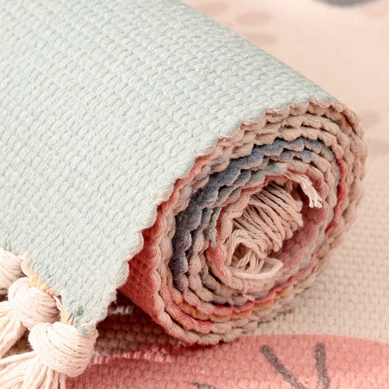 BowLift | Cartoon Animal Patterned Rug Colorful Cotton Rug Washable Pet-Friendly Rug for the Children's Room