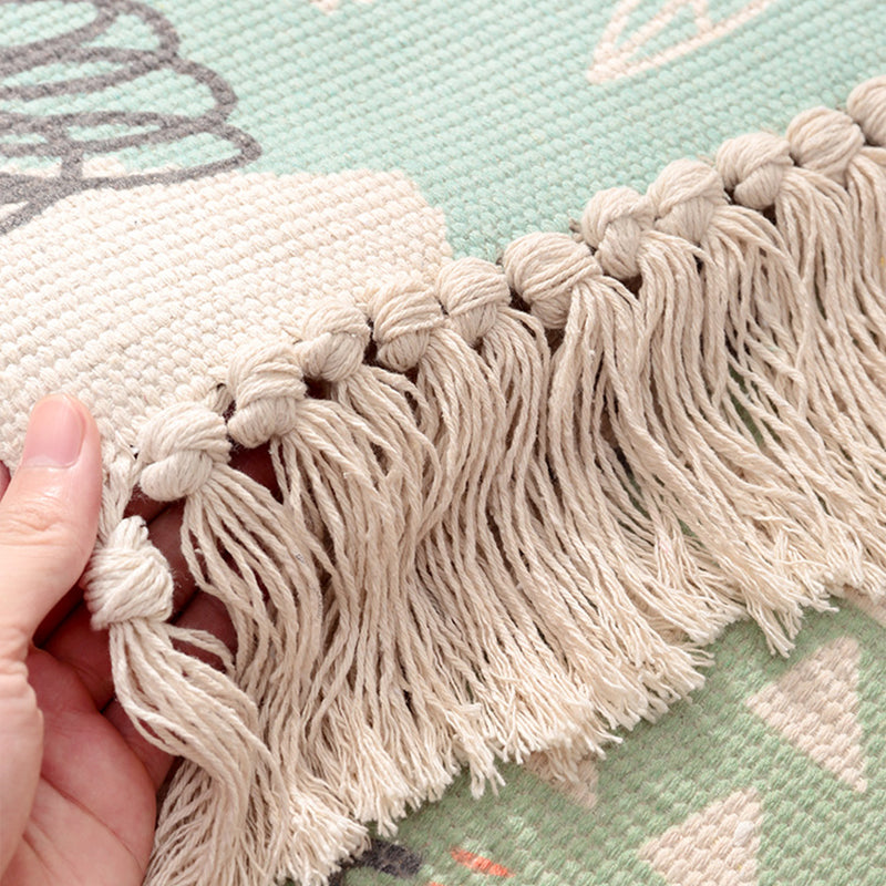 BowLift | Cartoon Animal Patterned Rug Colorful Cotton Rug Washable Pet-Friendly Rug for the Children's Room