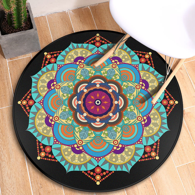 BowLift | Turkish blooming flower carpet multicolored polypropylene carpet machine washable pet friendly non-slip back rug for the door