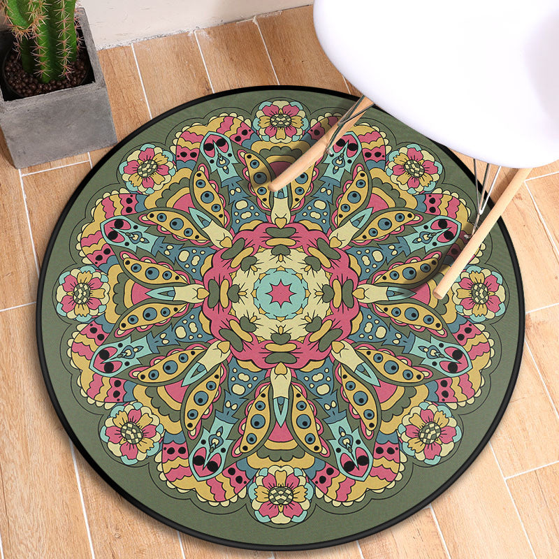 BowLift | Turkish blooming flower carpet multicolored polypropylene carpet machine washable pet friendly non-slip back rug for the door