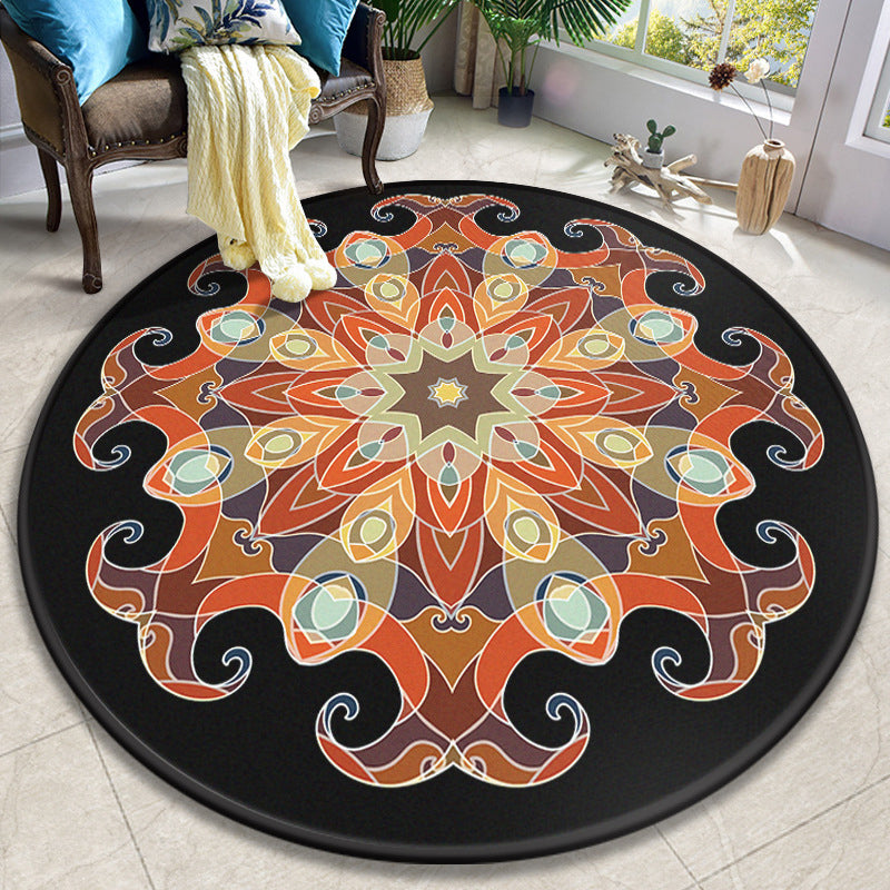 BowLift | Colorful Mandala Carpet Polyester Turkish Indoor Carpet Non-Slip Back Machine Washable Pet-Friendly Rug for Seating Area