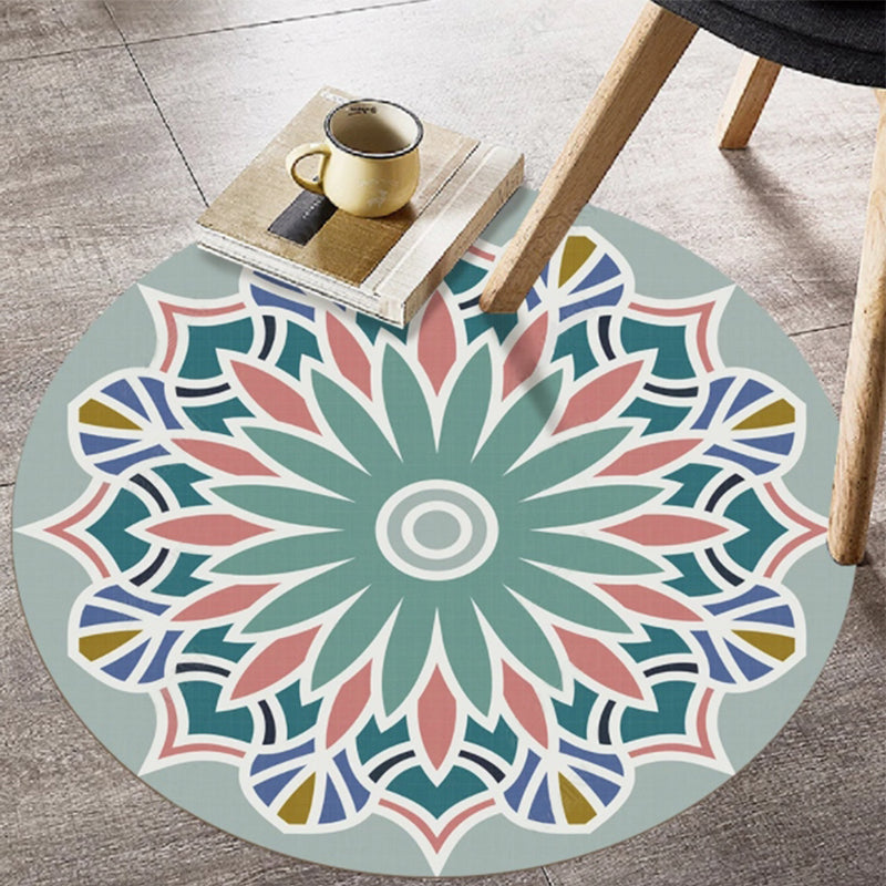 BowLift | Stylish Multicolored Persian Rug Polyester Flower Pattern Rug Washable Non-Slip Pet-Friendly Rug for Home