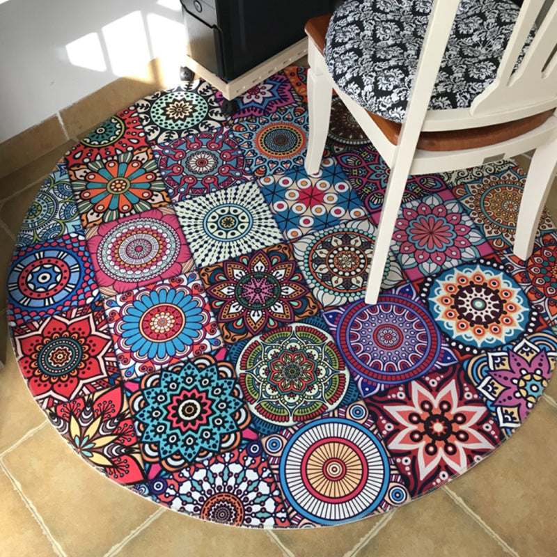 BowLift | Stylish Multicolored Persian Rug Polyester Flower Pattern Rug Washable Non-Slip Pet-Friendly Rug for Home