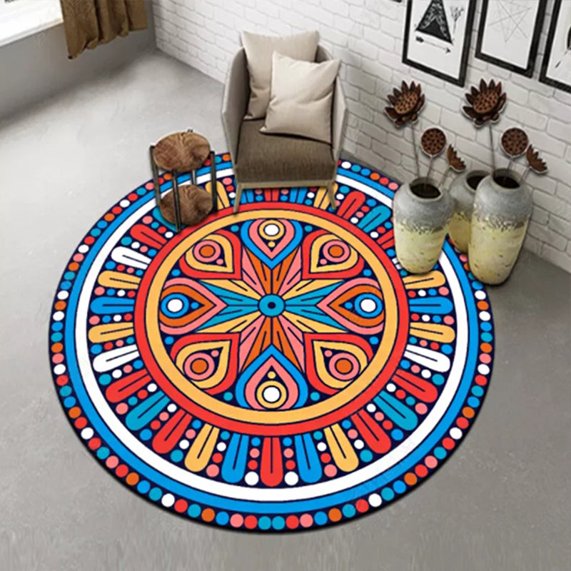 BowLift | Stylish Multicolored Persian Rug Polyester Flower Pattern Rug Washable Non-Slip Pet-Friendly Rug for Home
