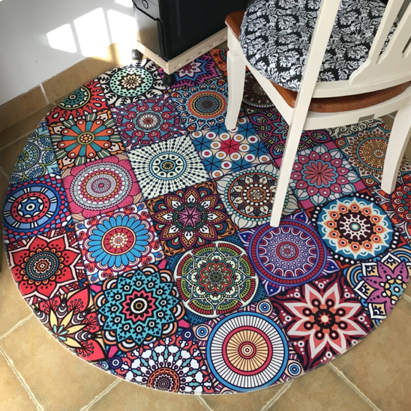 BowLift | Stylish Multicolored Persian Rug Polyester Flower Pattern Rug Washable Non-Slip Pet-Friendly Rug for Home