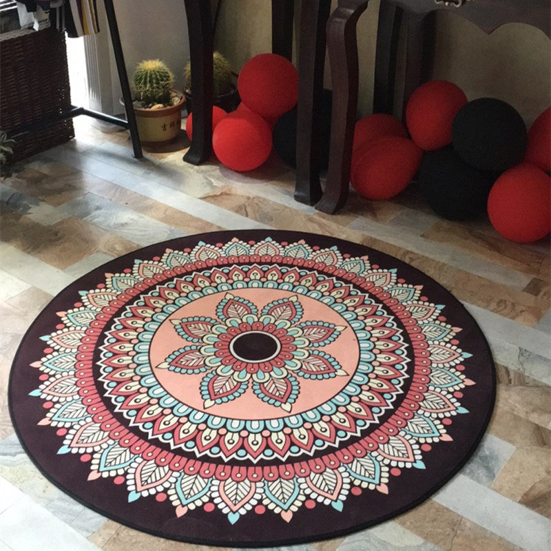 BowLift | Stylish Multicolored Persian Rug Polyester Flower Pattern Rug Washable Non-Slip Pet-Friendly Rug for Home