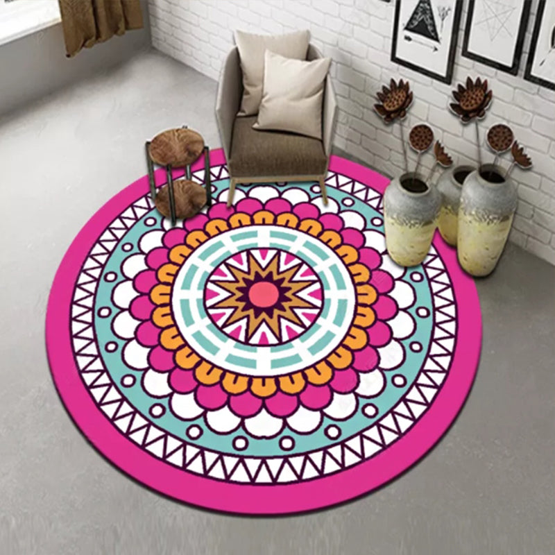 BowLift | Stylish Multicolored Persian Rug Polyester Flower Pattern Rug Washable Non-Slip Pet-Friendly Rug for Home