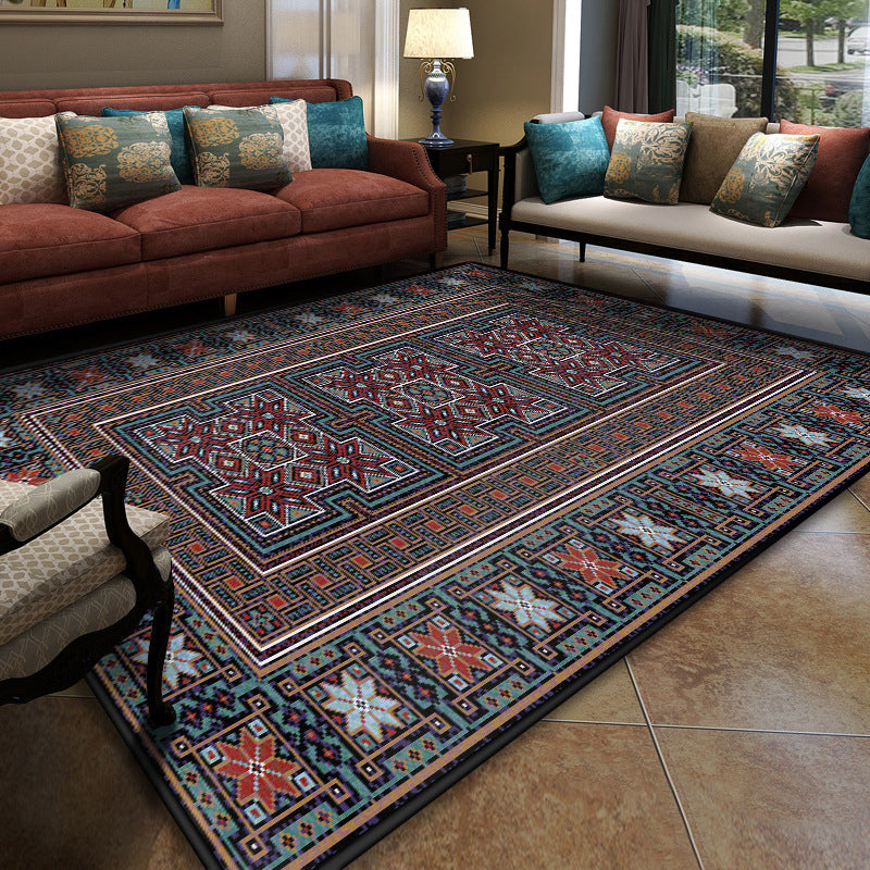 BowLift | Turkish Meeting Room Carpet Multicolor Symmetrical Tribal Pattern Carpet Polypropylene Non-Slip Stain Resistant Washable Carpet