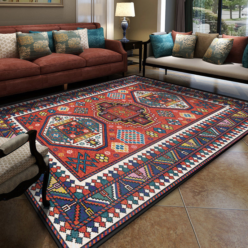 BowLift | Turkish symmetrical geometric pattern rug Multicolored polypropylene rug Pet-friendly Non-slip Stain-resistant rug for hallway