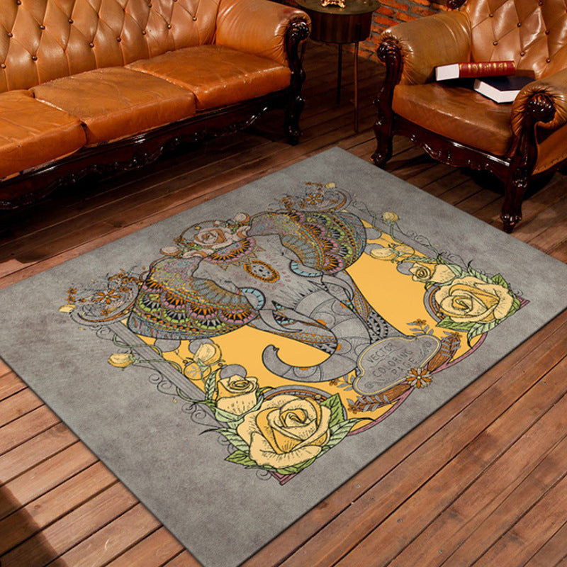 BowLift | Unusual geometric patterned rug Multicolored Moroccan style rug Polyester Anti-slip floor Machine washable Stain resistant rug for home