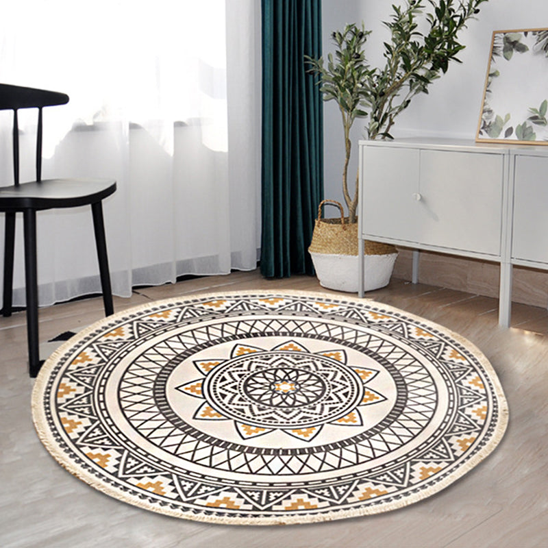 BowLift | Boho-Chic Bedroom Rug Multicolored Mandala Rug Made of Cotton Washable Area Rug