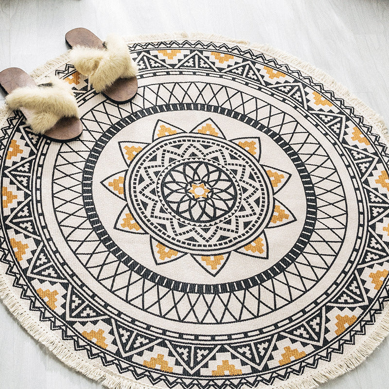 BowLift | Boho-Chic Bedroom Rug Multicolored Mandala Rug Made of Cotton Washable Area Rug