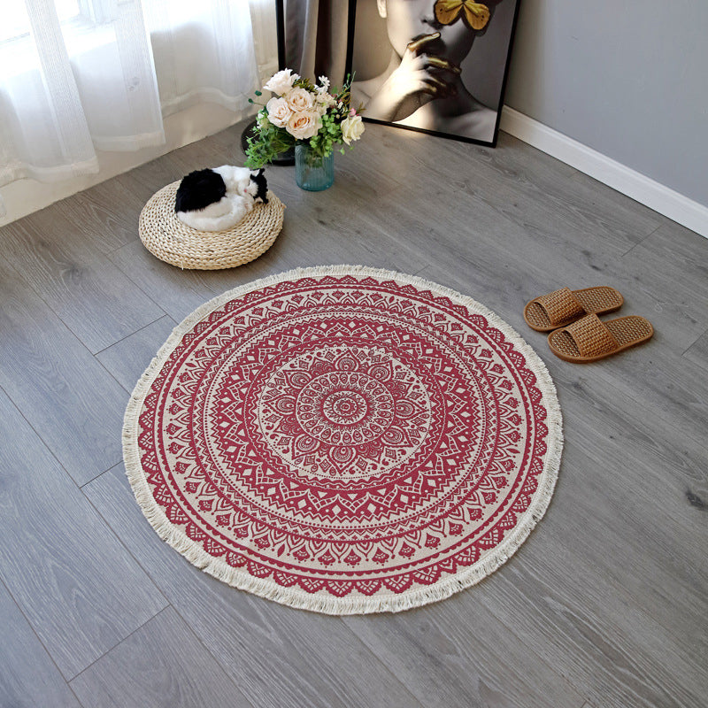 BowLift | Boho-Chic Bedroom Rug Multicolored Mandala Rug Made of Cotton Washable Area Rug