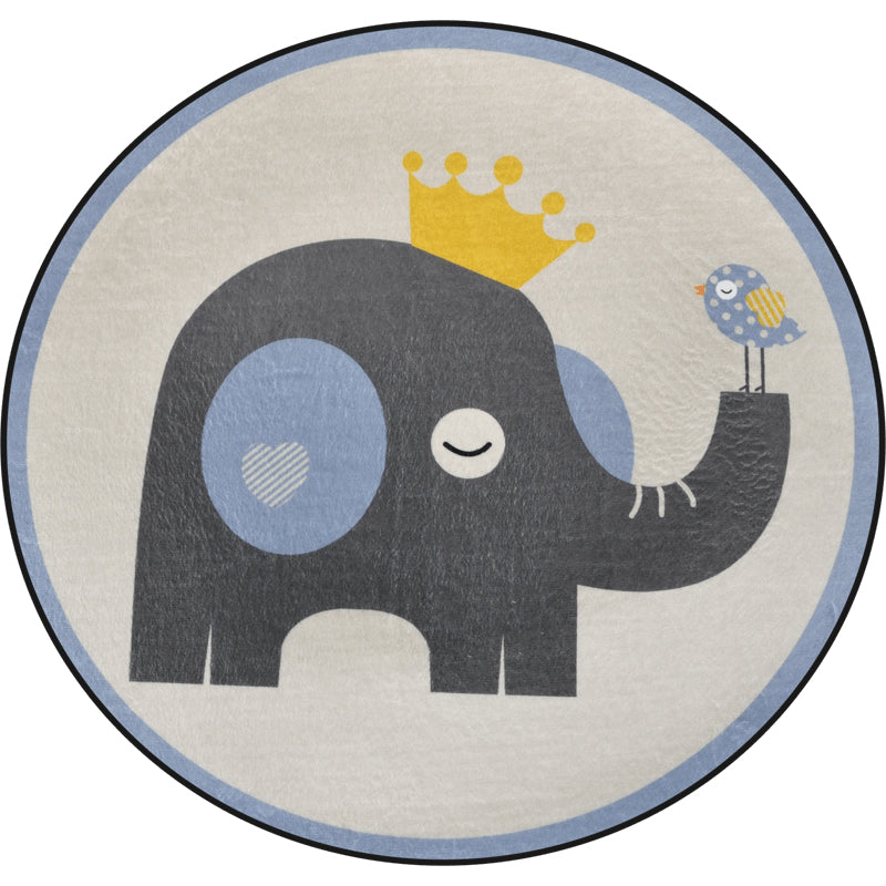 BowLift | Cartoon Animal Drawing Print Rug Multicolor Polypropylene Rug Machine washable Non-slip backing Stain-resistant rug for children's room