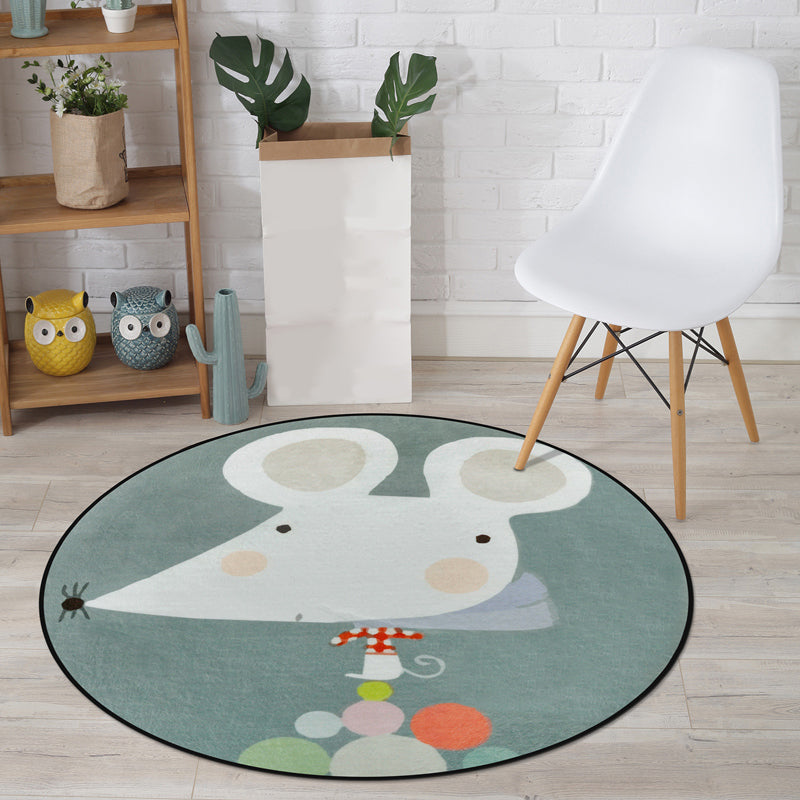 BowLift | Cartoon Animal Drawing Print Rug Multicolor Polypropylene Rug Machine washable Non-slip backing Stain-resistant rug for children's room