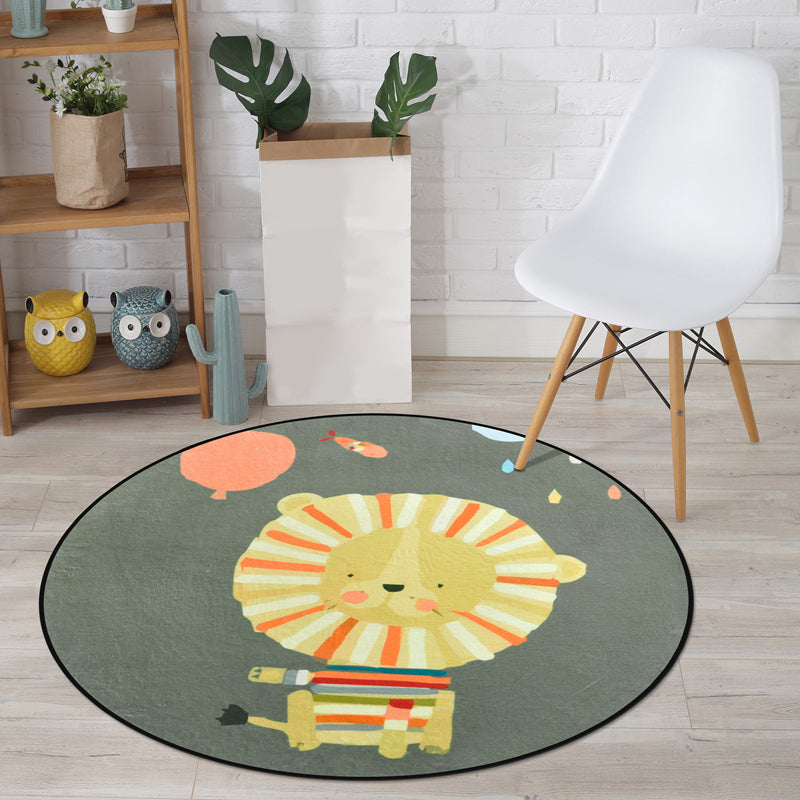 BowLift | Cartoon Animal Drawing Print Rug Multicolor Polypropylene Rug Machine washable Non-slip backing Stain-resistant rug for children's room