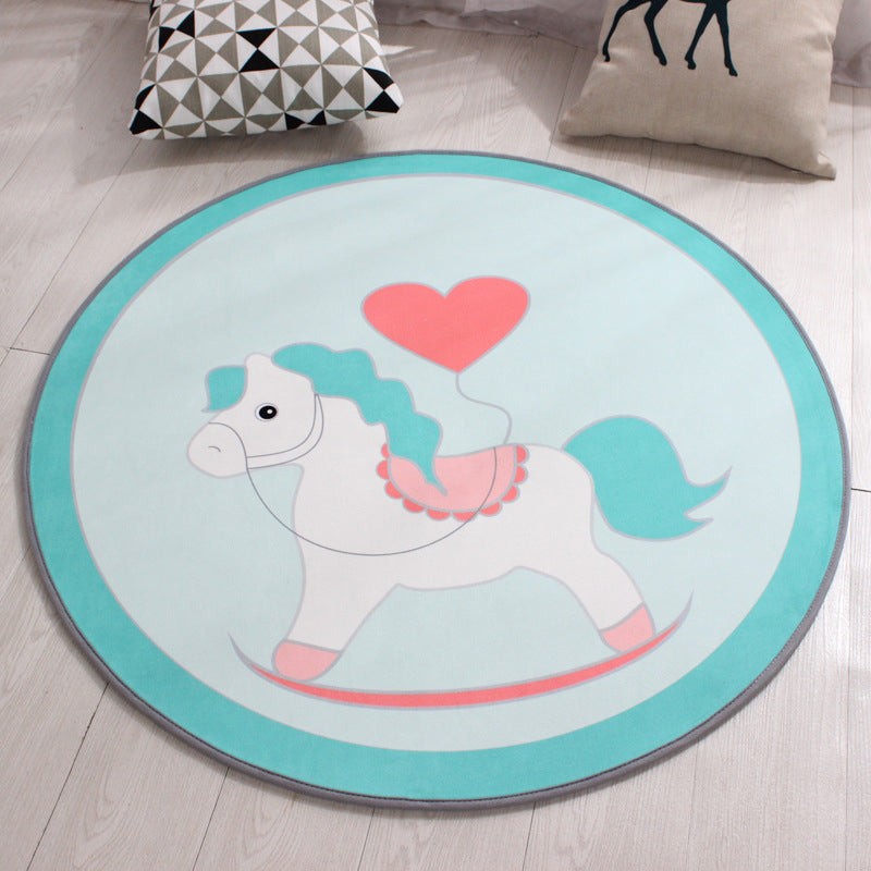 BowLift | Children's furniture Animal rug Multicolored polypropylene fabric Washable pet-friendly non-slip rug for children's room