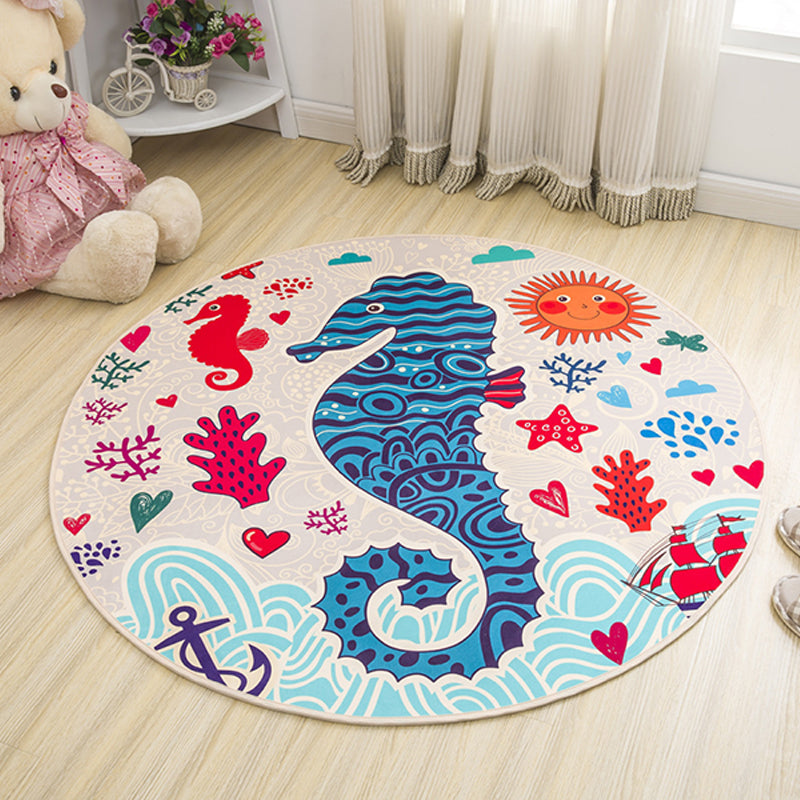 BowLift | Children's furniture Animal rug Multicolored polypropylene fabric Washable pet-friendly non-slip rug for children's room