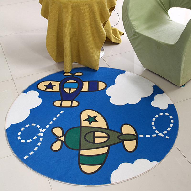 BowLift | Cartoon Baby Boys Room Rug Multicolored Patterned Rug Polyester Non-slip Pet-friendly Washable Rug