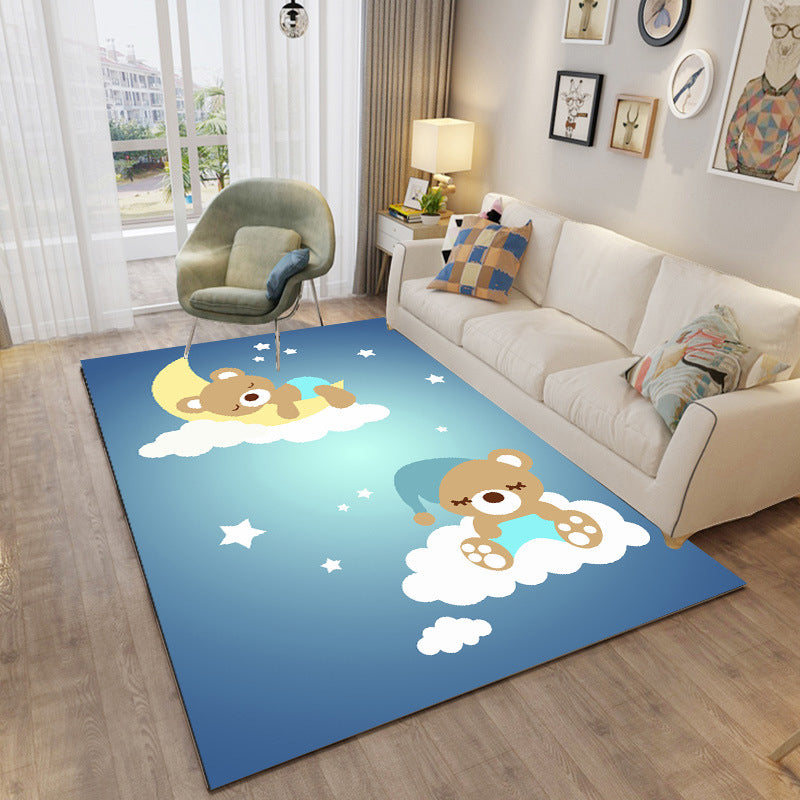 BowLift | Childly Multicolored Cartoon Rug Polypropylene Animal Print Rug Non-Slip Stain Resistant Pet Friendly Rug for the Children’s Room