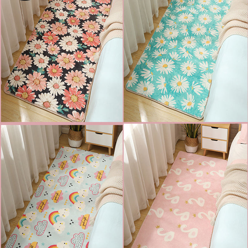 BowLift | Stylish Multi-Colored Kids Rug Cotton Pattern Rug Machine Washable Pet Friendly Non-Slip Back Rug for Girls Bedroom