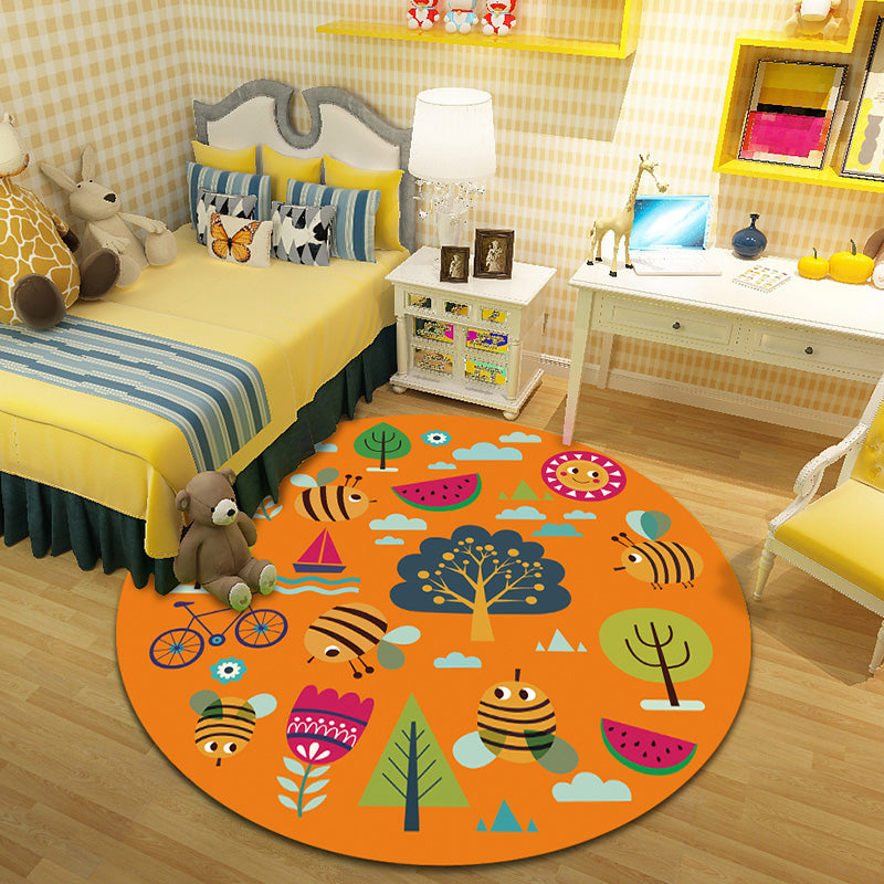 BowLift | Cartoon Character Indoor Rug Multi Colored Polyester Carpet Stain Resistant Non-Slip Backing Pet Friendly Rug for Child Room