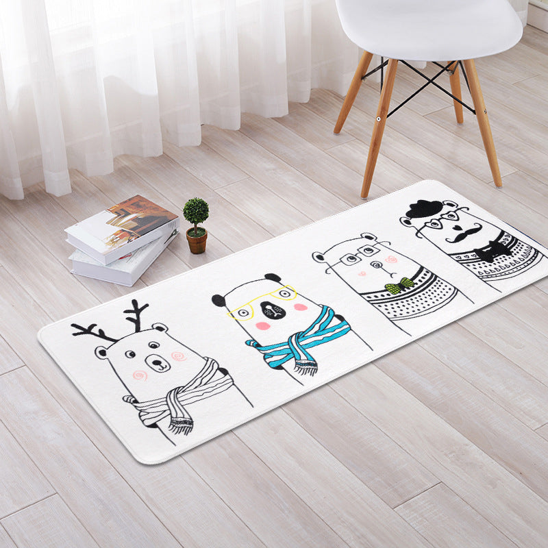 BowLift | Decorative Nordic Area Rug Multi Color Animal With Scarf Sketch Area Rug Pet Friendly Washable Non-Slip Area Rug for Room