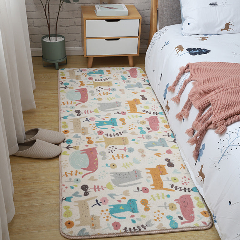 BowLift | Children's Room Rug Multicolored Animal Sketches Rug Cotton Machine Washable Rug