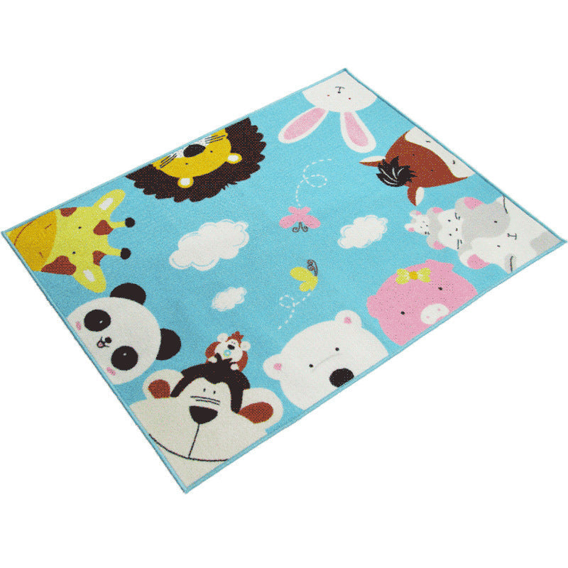 BowLift | Cartoon Kindergarten Area Rug Multi Colored Animal Pattern Rug Polypropylene Non-Slip Backing Pet-Friendly Washable Rug