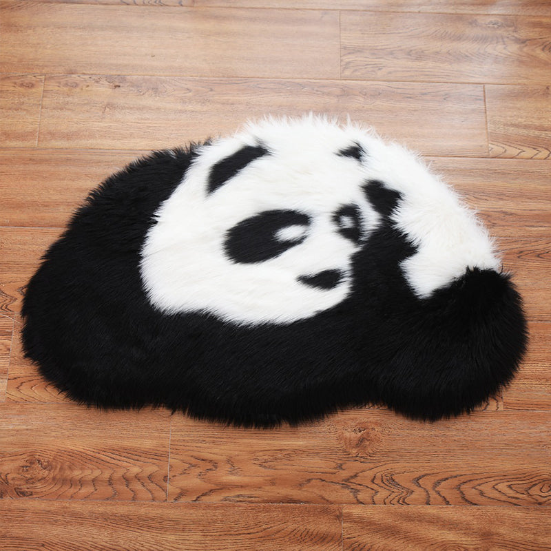 BowLift | Fluffy Kids Rug Black and White Panda Pet Friendly Washable Non-Slip Back Rug for Kids Room