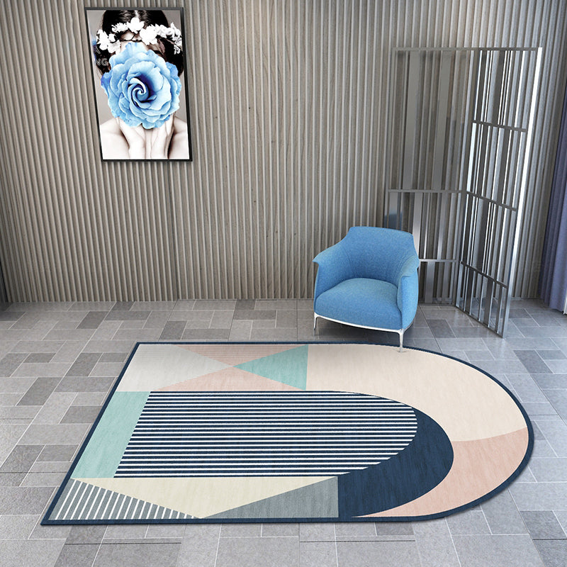 BowLift | Aesthetics Color Block Area Rug Multicolor Nordic Rug Polyester Stain Resistant Pet Friendly Non-Slip Rug for Home Decoration