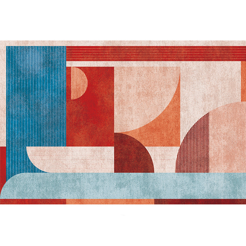 BowLift | Aesthetics Color-Blocking Rug Multi-Color Scandinavian Rug Synthetic Stain Resistant Anti-Slip Backing Pet Friendly Carpet for Room