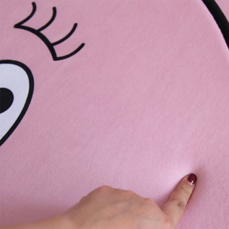 BowLift | Pink Baby Room Rug Nordic Facial Expression Sketch Rug Synthetic Pet-Friendly Washable Non-Slip Underlay Area Rug