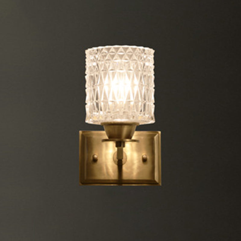 BowLift | Cylinder-shaped Wall Light Modern Grid Glass Brass Wall Lighting for Corridor