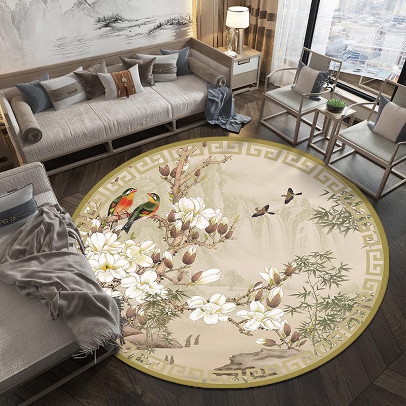 BowLift | Classic Oriental Rug Multi-colored Flower and Bird Design Rug with Non-Slip Back Stain Resistant Pet-Friendly Rug for Living Room