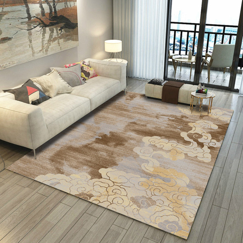 BowLift | Asian Abstract Painting Carpet Multi-Color Polypropylene Area Rug Machine Washable Non-Slip Back Stain Resistant Rug for Large Room