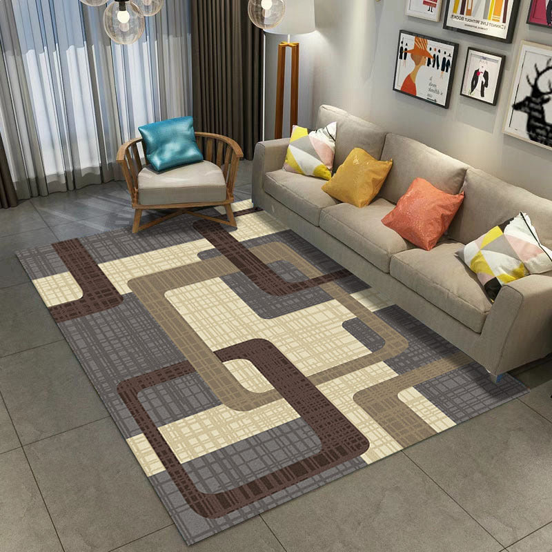 BowLift | Aesthetics Abstract Area Rug Multicolored Industrial Carpet Synthetic Non-slip Stain Resistant Machine Washable Rug for the Living Room