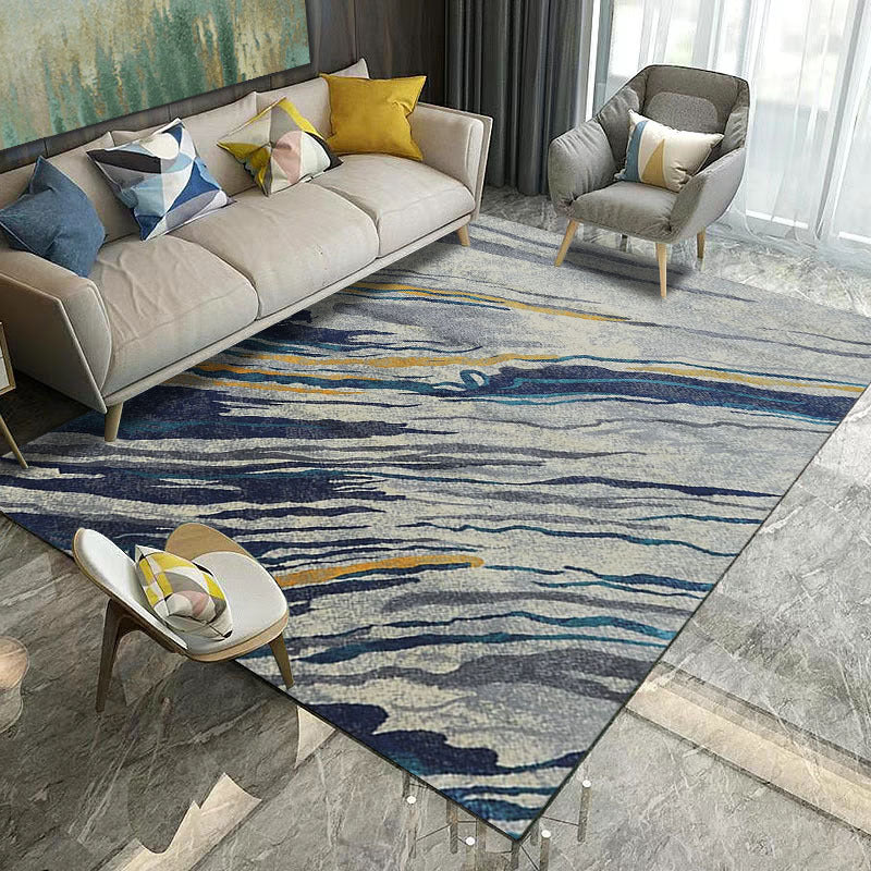 BowLift | Aesthetics Abstract Area Rug Multicolored Industrial Carpet Synthetic Non-slip Stain Resistant Machine Washable Rug for the Living Room