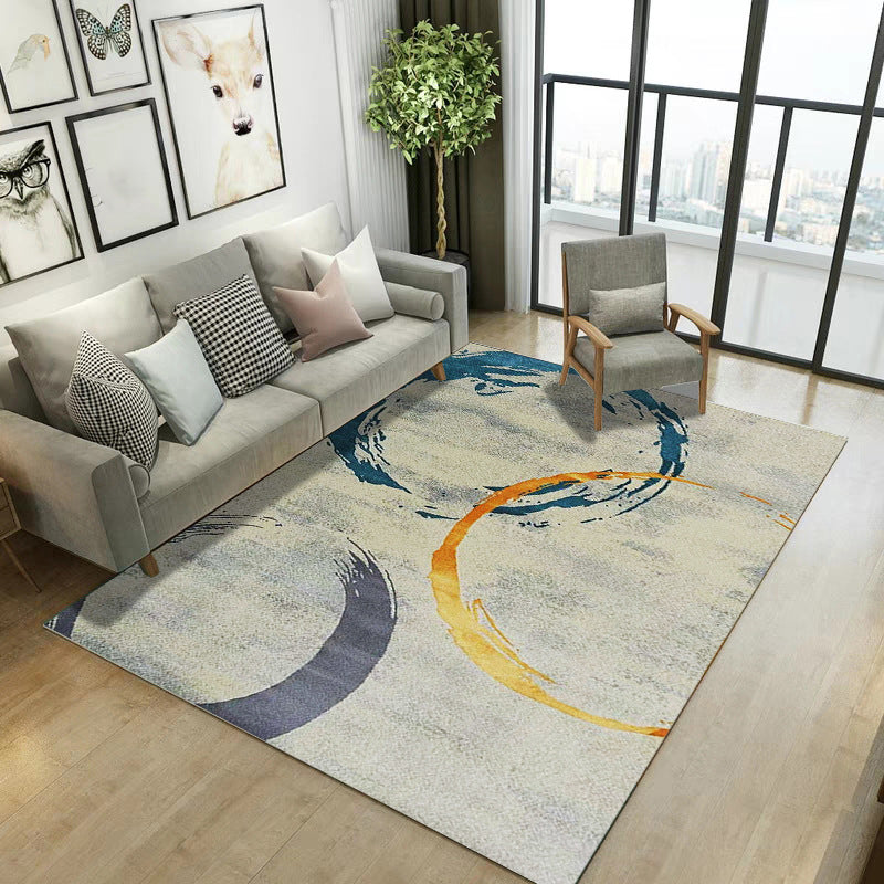 BowLift | Classic Industrial Design Rug Multicolored Postmodernism Rug Stain Resistant Pet Friendly Non-Slip Rug for Room