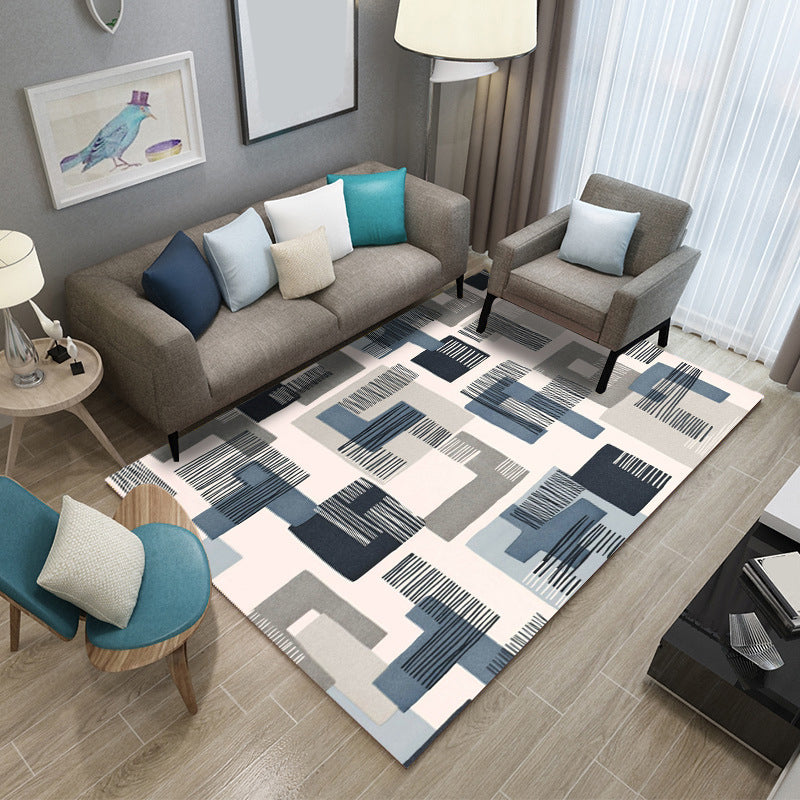 BowLift | Classic Industrial Design Rug Multicolored Postmodernism Rug Stain Resistant Pet Friendly Non-Slip Rug for Room