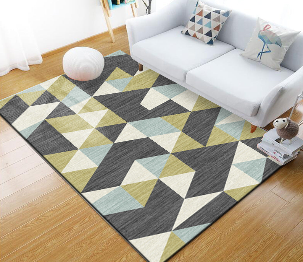 BowLift | Stylish Multi Colored Industrial Carpet Polyester Geometric Carpet Pet Friendly Non-Slip Back Stain Resistant Carpet for Home Decor