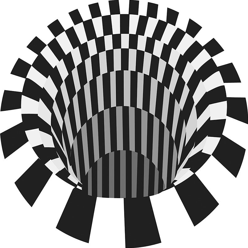 BowLift | Classic 3D Illusion Trapezoid Rug Black and White Modern Rug Polypropylene Non-slip Washable Stain Resistant Rug for Bedroom