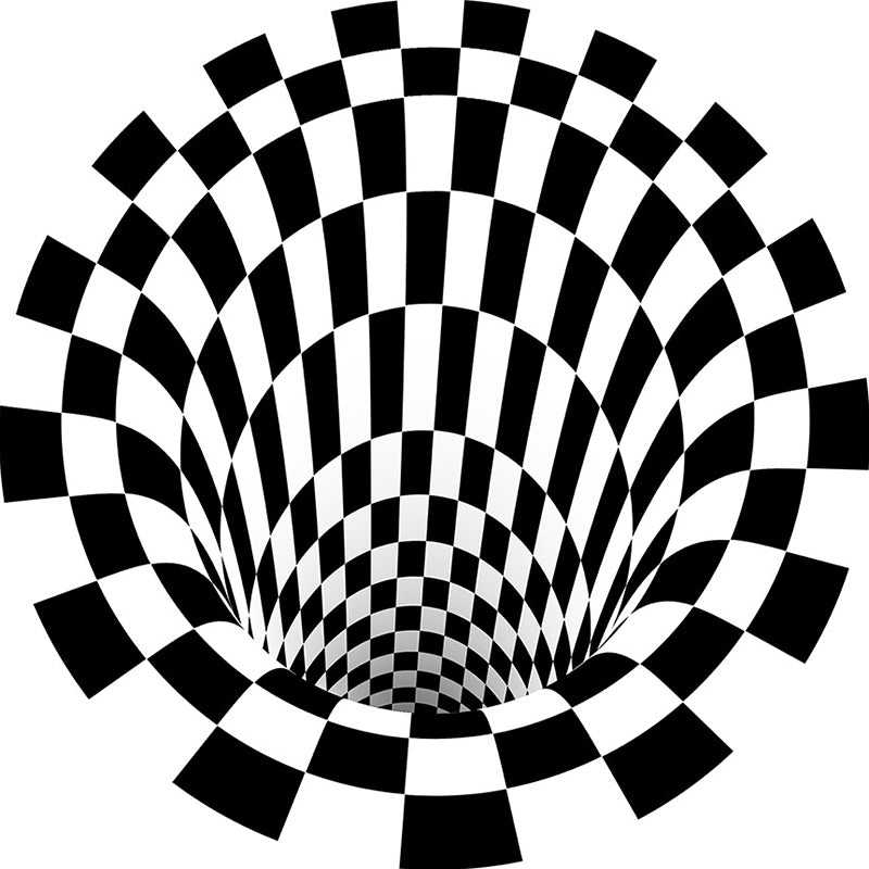 BowLift | Classic 3D Illusion Trapezoid Rug Black and White Modern Rug Polypropylene Non-slip Washable Stain Resistant Rug for Bedroom