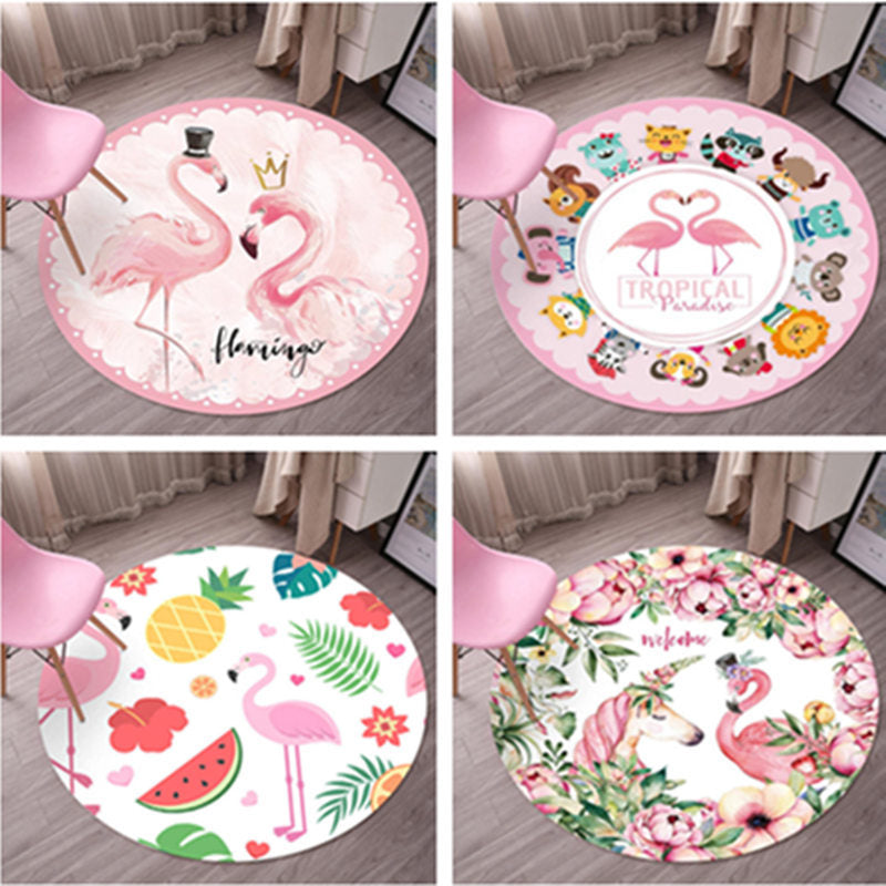 BowLift | Tropical Flamingo Rug Multicolor Synthetic Rug Washable Non-Slip Backing Pet Friendly Rug for Living Room