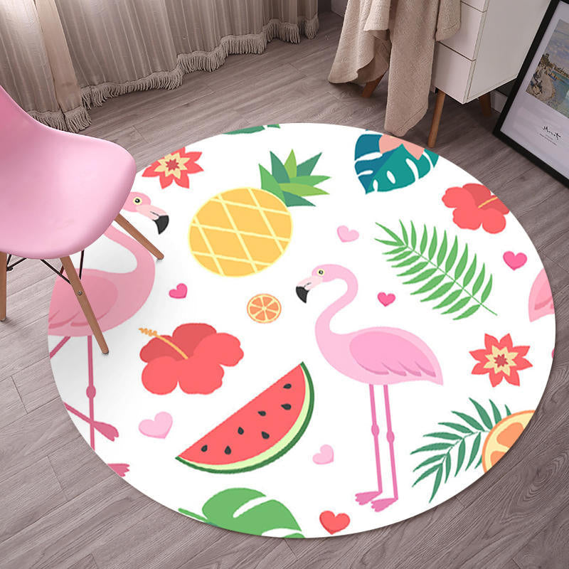 BowLift | Tropical Flamingo Rug Multicolor Synthetic Rug Washable Non-Slip Backing Pet Friendly Rug for Living Room