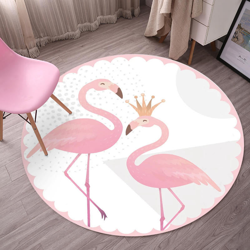 BowLift | Tropical Flamingo Rug Multicolor Synthetic Rug Washable Non-Slip Backing Pet Friendly Rug for Living Room