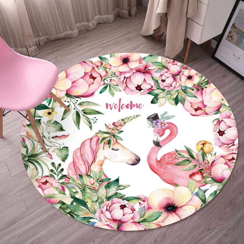 BowLift | Tropical Flamingo Rug Multicolor Synthetic Rug Washable Non-Slip Backing Pet Friendly Rug for Living Room